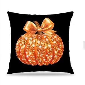 Sparkling Orange Fall Pumpkin Pillow Cover Small 18x18” (1-count)